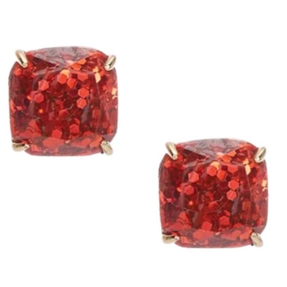 KATE SPADE • Red Mini Glitter & Glee Earrings - Picture 1 of 3